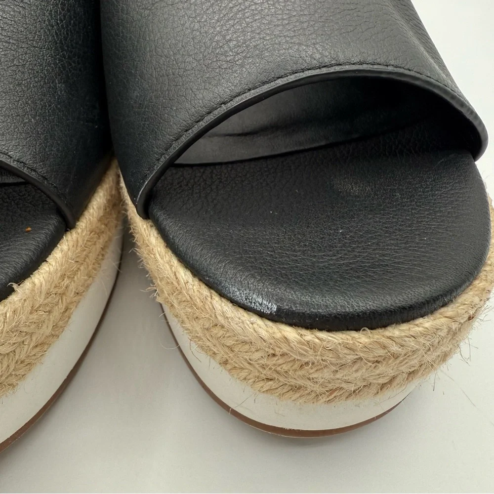 Sole Society Ayelani Boho Black Espadrille Wedge Open Toe Sandals SZ 9M